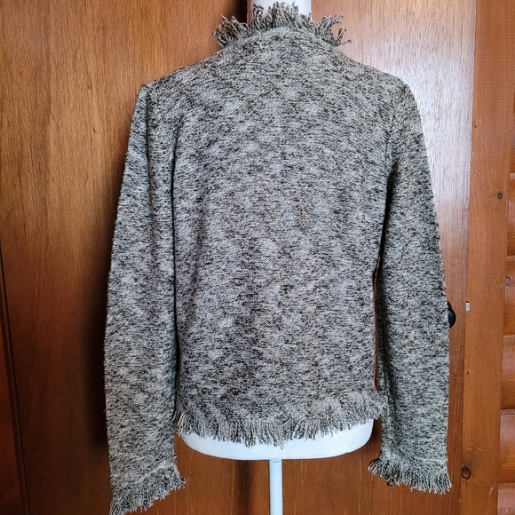 Preswick & Moore Cardigan Sweater with Fringe Sz M Gray - Picture 2 of 8